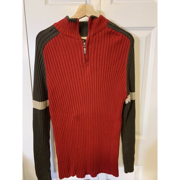 Vintage 80'S Angelo Litrico Italy Designers Brand Sz XXXL Red Orange 1/4 Zip - Picture 3 of 6